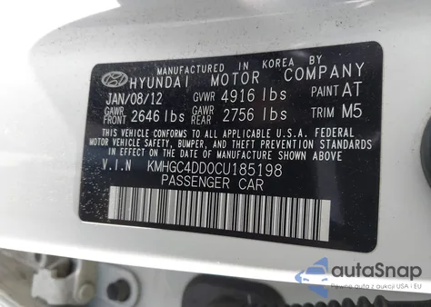 2012 Hyundai Genesis 3.8 z USA, uszkodzony, nr VIN KMHGC4DD0CU185198